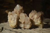 Natural Cascading Smokey Quartz Clusters x 3 From Luena, Congo