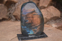 Polished Flashy Blue & Gold Labradorite Standing Free Forms x 2 From Madagascar - Toprock Gemstones and Minerals 