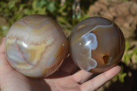 Polished Agate Spheres x 2 From Madagascar