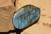 Polished Labradorite Standing Free Forms With Intense Blue & Gold Flash x 3 From Tulear, Madagascar - TopRock