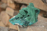 Natural Unique Dioptase & Bladed Malachite Specimen  x 1 From Likasi, Congo