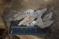 Natural Drusy Quartz Coated Fluorescent Calcite Spearhead Crystals x 21 From Alberts Mountain, Lesotho