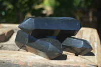 Polished Double Terminated Black Basalt Points  x 4 From Madagascar - Toprock Gemstones and Minerals 