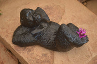 Polished  Black Serpentine Gorilla Carving x 1 From Zimbabwe