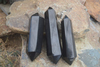 Polished Double Terminated Black Basalt Points  x 3 From Antsirabe, Madagascar - Toprock Gemstones and Minerals 