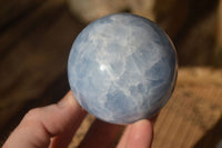 Polished Blue Calcite Spheres x 3 From Ihadilalana, Madagascar