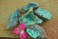 Natural Blue Silica Chrysocolla Specimens  x 5 From Kulukuluku, Congo - TopRock