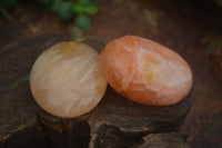 Polished Orange Twist Calcite Palm Stones  x 12 From Madagascar - Toprock Gemstones and Minerals 