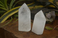 Polished Large Clear Quartz Points x 2 From Madagascar