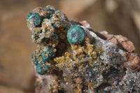 Natural Rare Ball Malachite On Drusy Quartz & Dolomite Specimens x 2 From Kambove, Congo