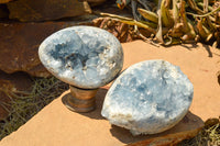 Polished Blue Celestite Crystal Eggs  x 2 From Sakoany, Madagascar - TopRock