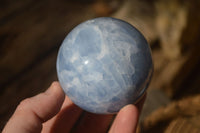 Polished Blue Calcite Spheres x 3 From Ihadilalana, Madagascar