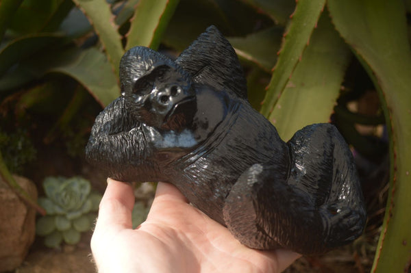 Polished  Black Serpentine Gorilla Carving x 1 From Zimbabwe