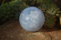 Polished Blue Calcite Spheres x 3 From Ihadilalana, Madagascar