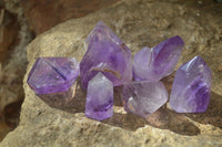 Polished Small Window Amethyst Points x 6 From Ankazobe, Madagascar