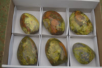 Polished Green Opal Standing Free Forms  x 6 From Madagascar - Toprock Gemstones and Minerals 