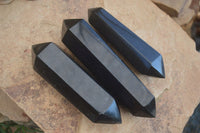 Polished Double Terminated Black Basalt Points  x 3 From Antsirabe, Madagascar - Toprock Gemstones and Minerals 