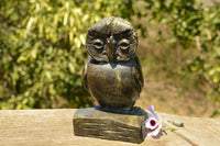 Polished Hand Carved Leopard Stone Owl x 1 From Zimbabwe - TopRock