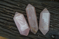 Polished Double Terminated Rose Quartz Points x 3 From Ambatondrazaka, Madagascar