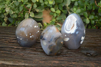 Polished Mixed Agate Standing Free Forms  x 3 From Madagascar