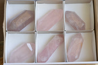 Polished Gemmy Pink Rose Quartz Double Terminated Points  x 6 From Ambatfinhandrana, Madagascar - TopRock