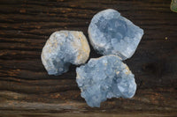 Natural Blue Celestite Crystal Specimens  x 3 From Sakoany, Madagascar - Toprock Gemstones and Minerals 