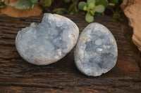 Polished Blue Celestite Egg Geodes  x 2 From Sakoany, Madagascar