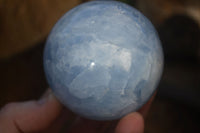 Polished Blue Calcite Spheres x 3 From Ihadilalana, Madagascar