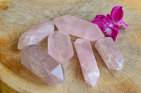 Polished Gemmy Pink Rose Quartz Double Terminated Points  x 6 From Ambatfinhandrana, Madagascar - TopRock