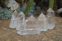 Polished Clear Quartz Crystal Points  x 6 From Madagascar - Toprock Gemstones and Minerals 