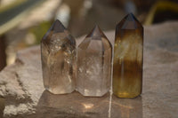 Polished Wispy Phantom Smokey Quartz Points x 20 From Madagascar