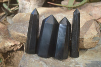 Polished Black Basalt Points  x 6 From Madagascar