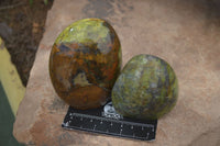 Polished Green Opal Standing Free Forms  x 6 From Madagascar - Toprock Gemstones and Minerals 