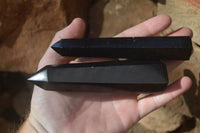 Polished Black Basalt Points  x 6 From Madagascar