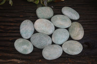 Polished Blue Amazonite Palm Stones  x 12 From Madagascar - Toprock Gemstones and Minerals 