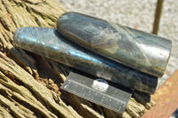 Polished Labradorite Standing Free Forms With Intense Blue Flash x 2 From Sakoany, Madagascar - TopRock