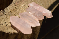 Polished Gemmy Pink Rose Quartz Double Terminated Points  x 6 From Ambatfinhandrana, Madagascar - TopRock