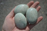 Polished Blue Amazonite Palm Stones  x 12 From Madagascar - Toprock Gemstones and Minerals 