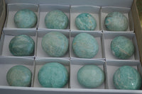 Polished Blue Amazonite Palm Stones  x 12 From Madagascar - Toprock Gemstones and Minerals 