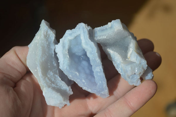 Natural Etched Blue Chalcedony Specimens  x 35 From Nsanje, Malawi