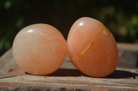 Polished Orange Twist Calcite Palm Stones  x 12 From Madagascar - Toprock Gemstones and Minerals 