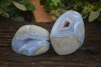 Polished Blue Lace Agate Standing Free Forms  x 2 From Nsanje, Malawi - Toprock Gemstones and Minerals 