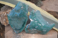 Polished Green Mtorolite / Chrome Chrysoprase Plates  x 2 From Zimbabwe - Toprock Gemstones and Minerals 