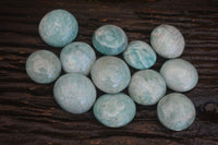 Polished Blue Amazonite Palm Stones  x 12 From Madagascar - Toprock Gemstones and Minerals 