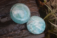 Polished Blue Amazonite Palm Stones  x 12 From Madagascar - Toprock Gemstones and Minerals 