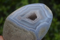 Polished Blue Lace Agate Standing Free Forms  x 2 From Nsanje, Malawi - Toprock Gemstones and Minerals 