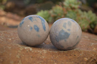 Polished Blue Spotted Spinel Quartz Spheres x 12 From Madagascar