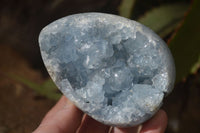 Polished Blue Celestite Egg Geodes  x 2 From Sakoany, Madagascar