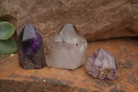 Polished Smokey Amethyst Window Quartz Crystals  x 7 From Madagascar - TopRock