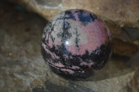 Polished Pink Rhodonite Sphere & Egg x 2 From Madagascar